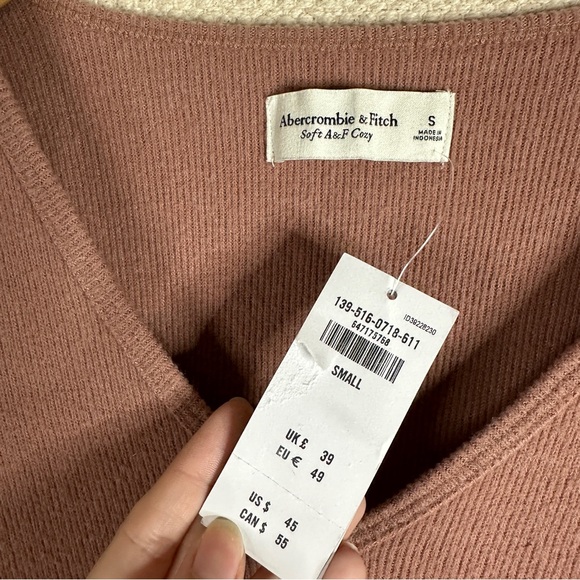 ABERCROMBIE tan Soft A&F Cozy long sleeve thong bodysuit S NEW - Picture 5 of 6